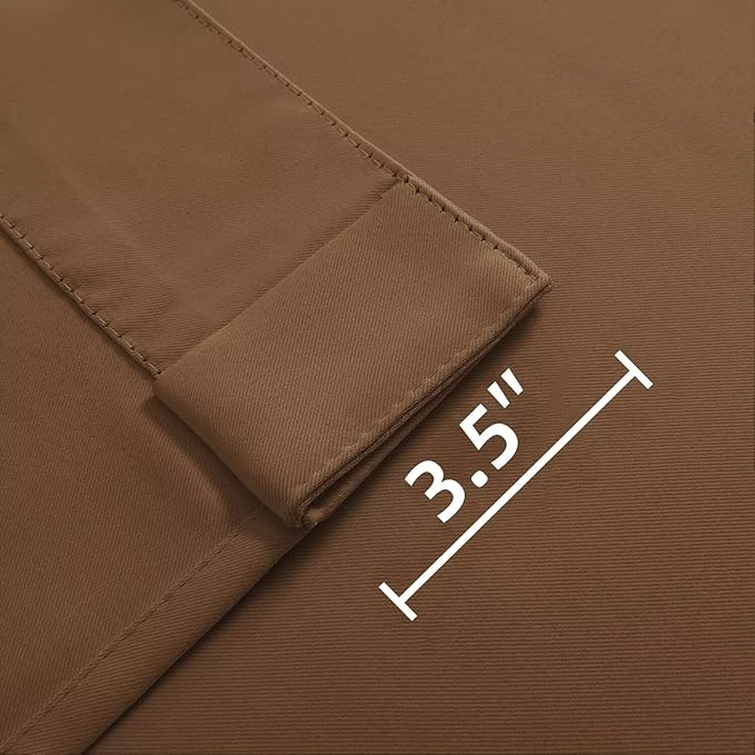 Joydeco 72 Inch Blackout Curtains for Bedroom, Thermal Insulated Black Out Curtains, Room Darkening Drapes for Living Room Window Rod Pocket Back Tab (W52 x L72 Inch, Brown)