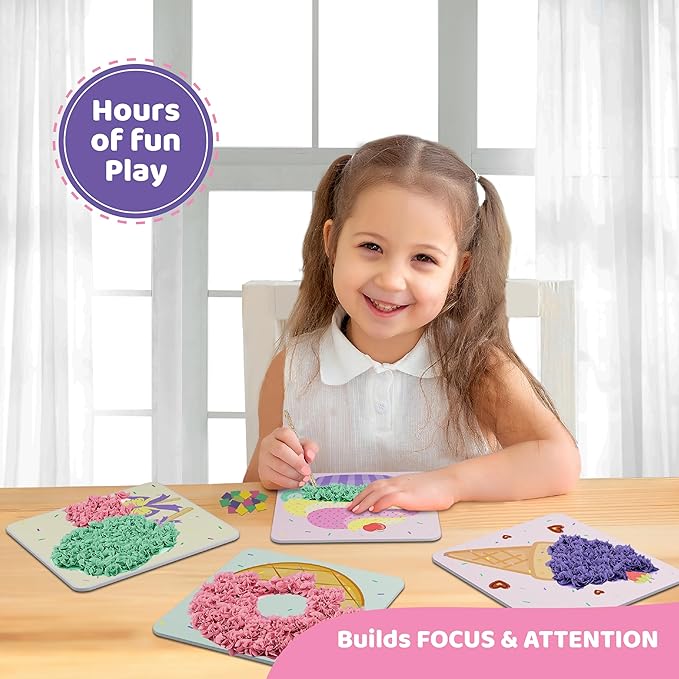 jackinthebox Poke Poke Art for Kids - Candyland Theme, Mess-Free Fabric Art and Craft, Flower Pressing Kits, Gift for Kids, Girl Gifts, DIY Activity Boy Gift, Toys for Girls and Boys Ages 4 5 6 7 8