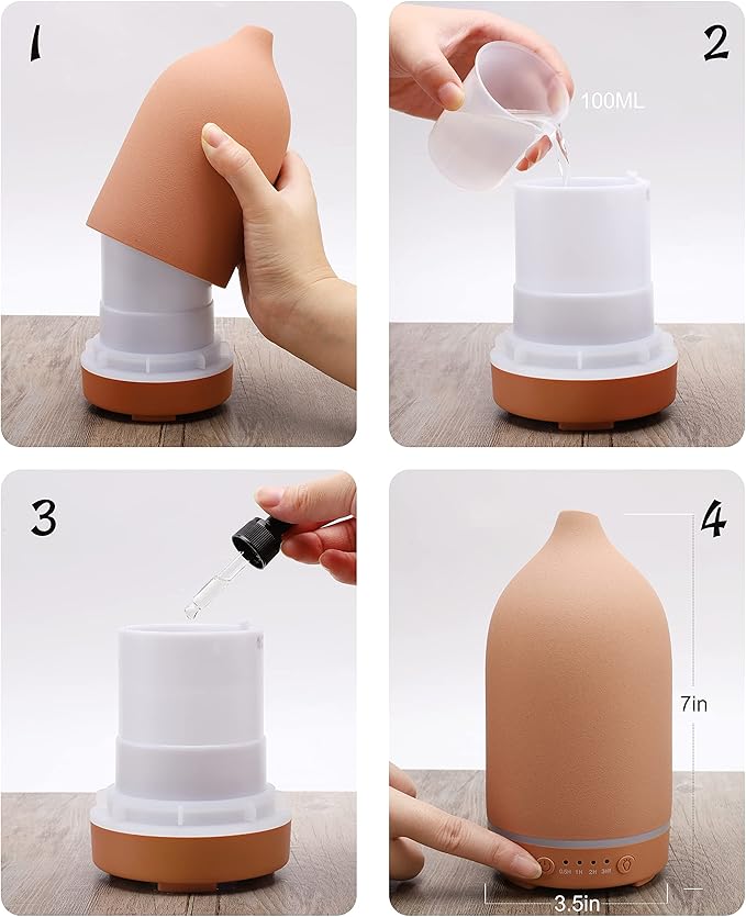 Essential Oils for Diffusers for Home,Ceramic Diffuser for Essential Oils,Handmade Aroma Diffuser 100ML (Pottery Red)