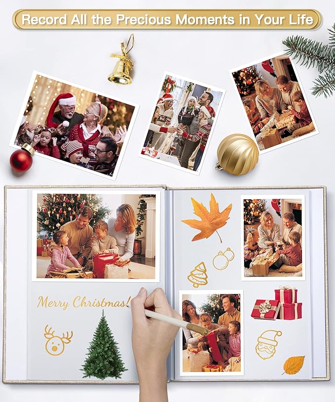 Popotop Photo Album Self Adhesive Scrapbook Album for 4x6 5x7 8x10 Pictures DIY Photo Book as Scrapbooking Supplies Kits, Birthday Gifts for Women Mom Wedding Baby Family Travel