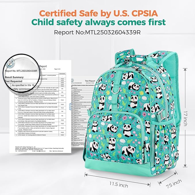 Choco Mocha Butterfly Backpack for Girls, Elementary School Backpack for Girls Ages 6-8 Kids Kindergarten Backpack Bookbag 17 Inch with Chest Strap, Green