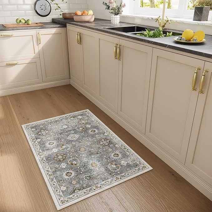 Machine Washable Small Rugs for Entryway: Door Mat Indoor Entrance 2x3 Boho Throw Rug Stain Resistant Non-Slip Low Pile Soft Carpets for Kitchen Front Door Indoor Entrance Entry Bedroom Nursery
