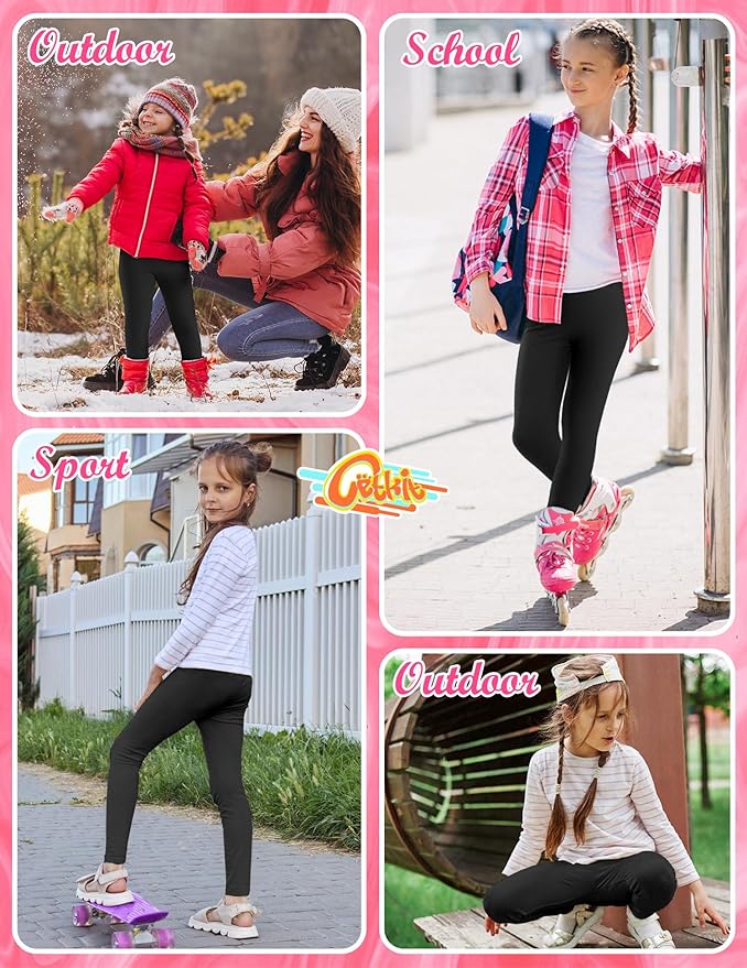 Girls Leggings Cotton Leggings for Toddler Footless Girls Pants Stretchy Baby Girl's Pants Infant Basic Leggings Size 6M -14Y