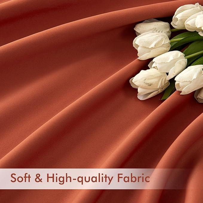 MIULEE Back Tab Burnt Orange Blackout Curtains 108 Inch Long 2 Panels Set for Living Room Bedroom Privacy, Fall Terracotta Rod Pocket/Pinch Pleated Extra Long Room Darkening Light Blocking Drapes