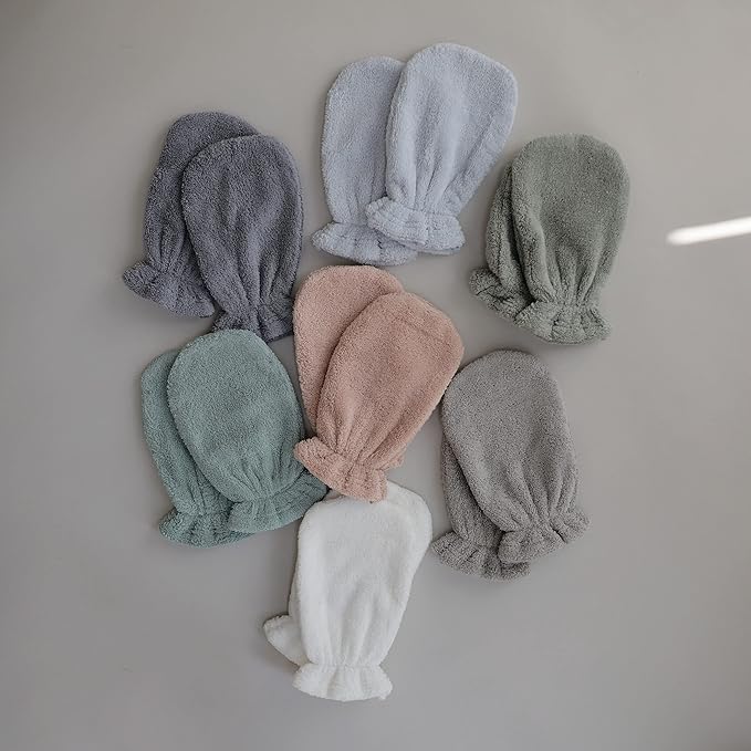 mushie Baby Bath Mitt | Organic Cotton | Pack of 2 (Fog)