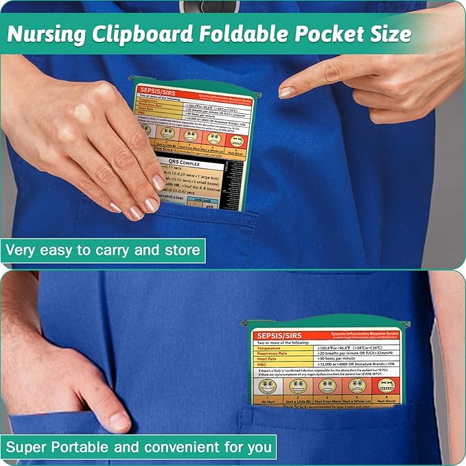 Nursing Clipboard Foldable Clipboard Medical: Edition Cheat Sheets Aluminum 3 Layers Foldable Clipboards Nursing Pocket Size Profile Clip Nurse Clipboards Notepad for Nurses Students and Doctors