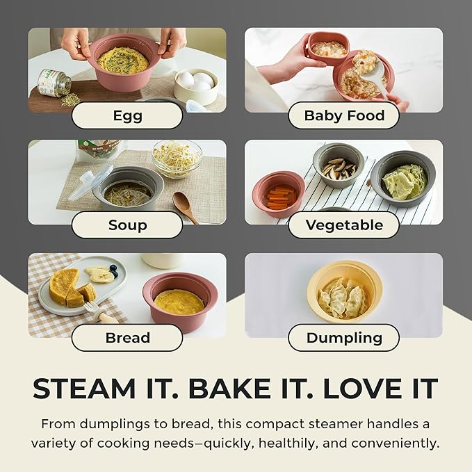 20oz Platinum Silicone Microwave Steamer Pot with Handle & Lid - Korea 100% Food-Grade Steamer Bowl, Heat-Resistant Cooker with Steam Holes, Easy Clean, Dishwasher Safe, Taupe Brown