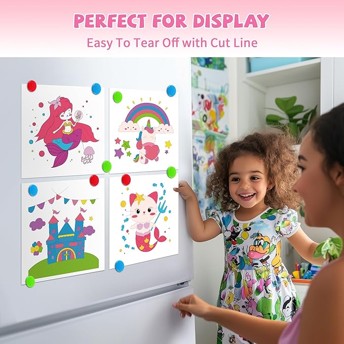 Paint with Water Books for Kids, Mermaid Watercolor Paint Book Set for Kids,Toddlers Water Color Coloring Painting Drawing Set,Mess Free Toys Gifts for Girls Age 3 4 5 6 7 8