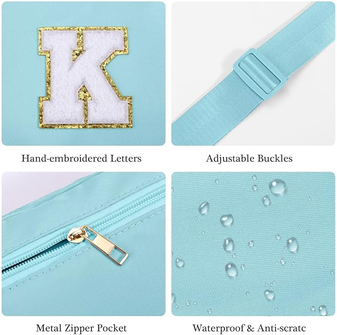 YOOLIFE Gifts for Girls - 5-16 Year Olds, Preppy Teen Girl Gifts, Blue Initial Crossbody Bag