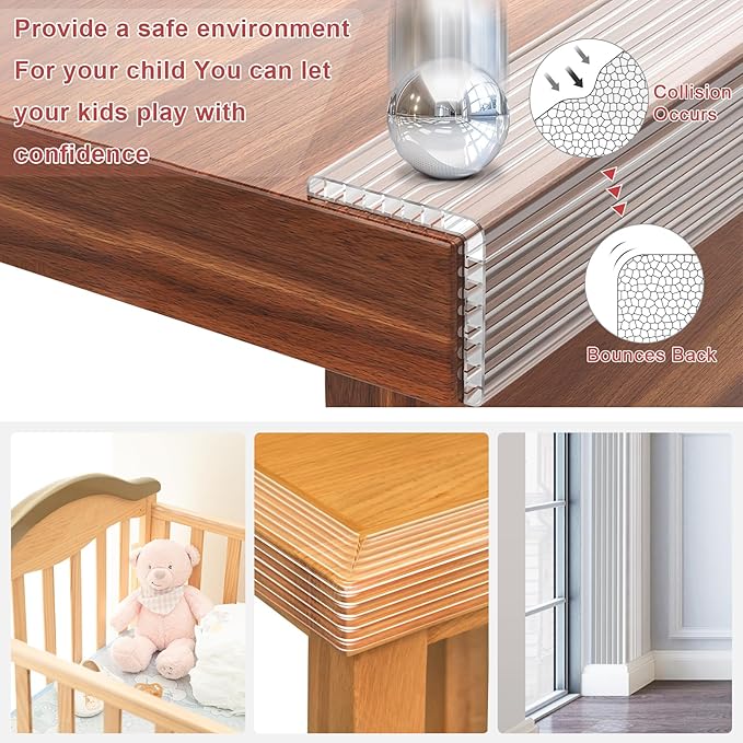 Baby Proofing 26.2ft Long (2.32" Wide),Clear Corner Protectors,Soft Edge Protectors Corner Guards Furniture Corner&Edge Safety Bumpers with Upgraded Strong Adhesive for Sharp Furniture & Table Edges