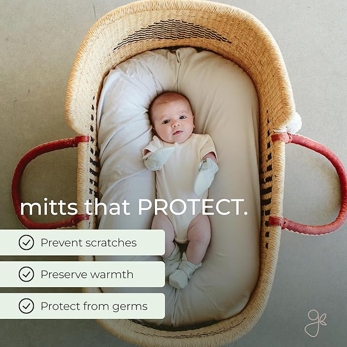 Goumi Baby Mitts, Anti-Scratch Newborn Mittens, Soft Stay-On Mitts, Succulent 3-6 Months