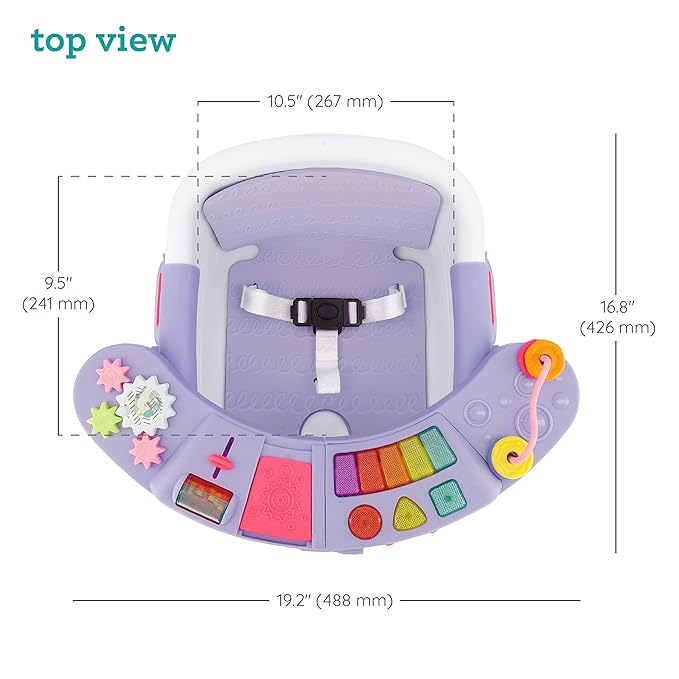 Infantino Music & Lights 3-in-1 Discovery Seat & Booster, Toddler Booster Seat for Dining Table or Kitchen Chair, Baby Activity Center & Snack Tray, Lavender