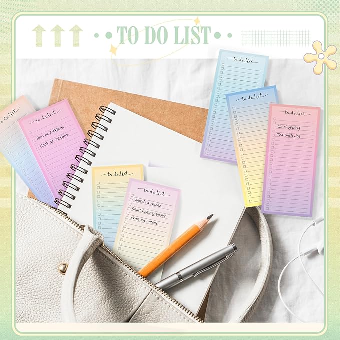 Censen 10 Pack 500 Sheets To Do List Notes Daily Checklist Notepads with 50 Sheets Each Undated Color Memo Pad Block Shopping List Pad Weekly Plan Notepad Organizer Planners(Vivid Color,Lined)