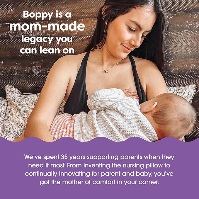 Boppy Nursing Pillow - Ergonomic Bottle & Breastfeeding Pillow with High, Firm, Large Area, Water-Repellent Cushion with Washable Cover; Baby Safety Alliance Verified - Cream Retro Squiggles