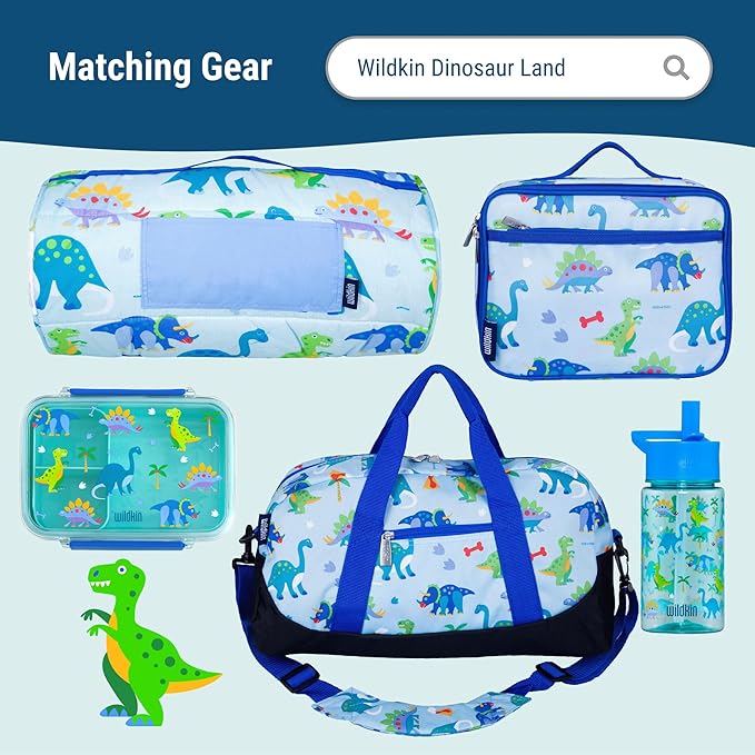 Wildkin 16-inch Kids Backpack – Durable, Padded & Spacious School Bag for Boys & Girls - Dinosaur Land