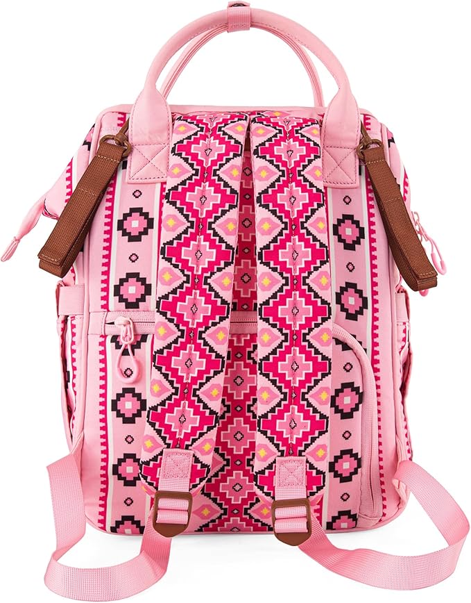 Wrangler Diaper Bag Backpack Aztec Travel Backpack Purses Western Multi-Function Baby Bags for Mom with Waterproof Insulated Pockets
