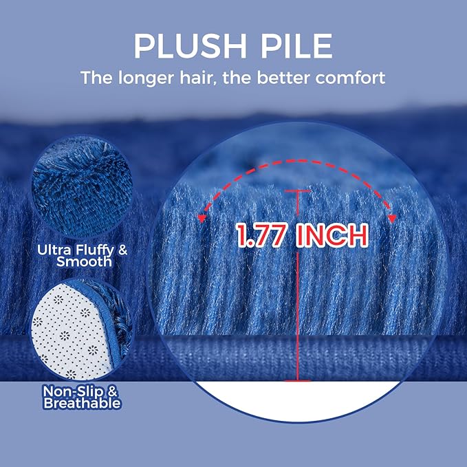 Ultra Soft Rug for Living Room, 3X5 Fluffy Shag Area Rug for Bedroom, Modern Shaggy Carpets Fuzzy Rug for Teens Dorm Nursery Home Decor Aesthetic, Upgrade Anti-Skid Durable, Blue