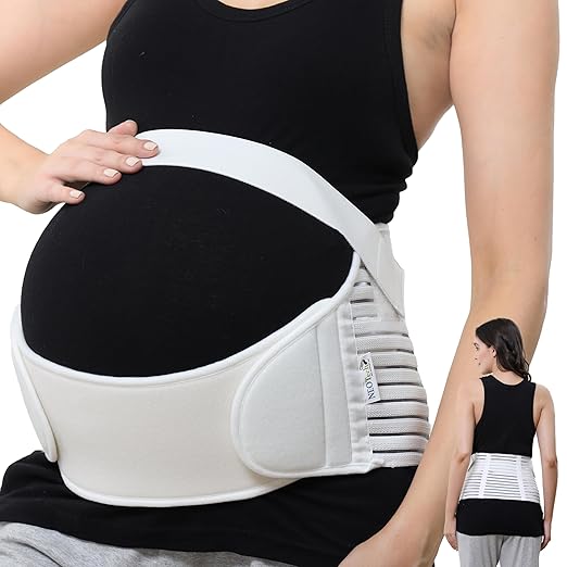 NeoTech Care Pregnancy Support Maternity Belt, Waist/Back/Abdomen Band, Belly Brace (Size L, Ivory Color)
