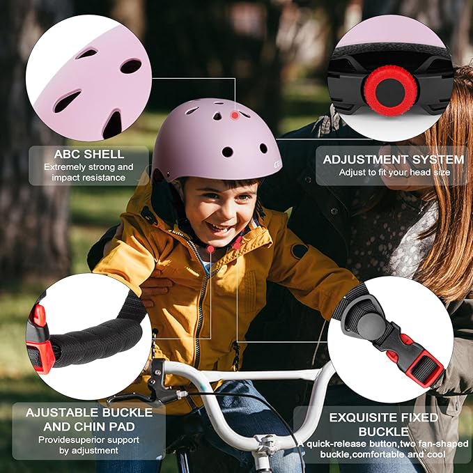 Kids Bike Helmet,Toddler Skateboard Helmets for Ages 2-3-5-8-14 Years Boys Girls，Adjustable Multi-Sport Bicycle Skateboarding Football Roller Skating Scooter Rollerblade Balance Bike Helmet
