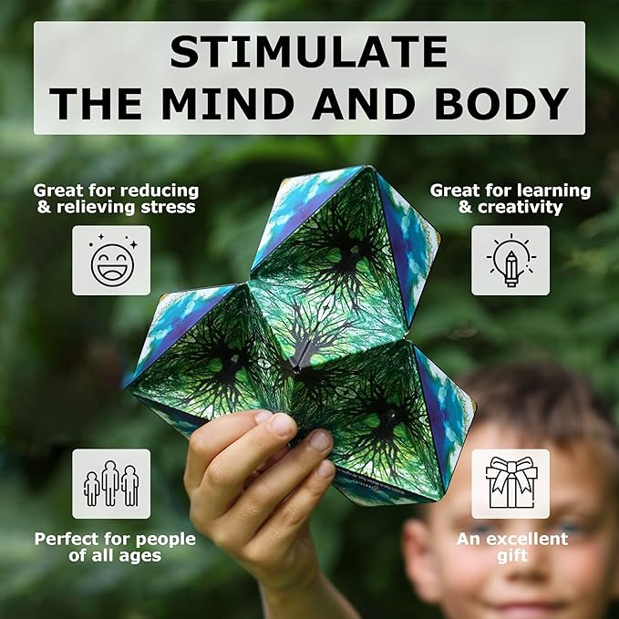 Shashibo Shape Shifting Box - Award-Winning Fidget Toy w/ 36 Rare Earth Magnets - Fidget Cube Transforms Into Over 70 Shapes, Sensory Toy Gift for Kids, Teens, and Adults (Confetti)