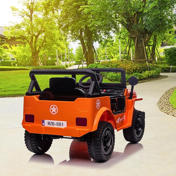 Ride on Truck Car, 12V Electric Ride on Car with Remote Control, MP3, LED Lights, Suspension System, Double Doors, Safety Belt, Ride-on Toy for Kids Aged 3-8 Years