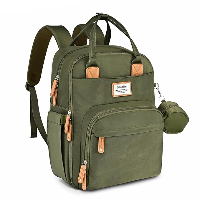 RUVALINO Diaper Bag Backpack - Multifunction Travel Back Pack Maternity Baby Changing Bags, Diaper Changing Totes, Large Capacity, Waterproof and Stylish, Baby Travel Essential, Army Green