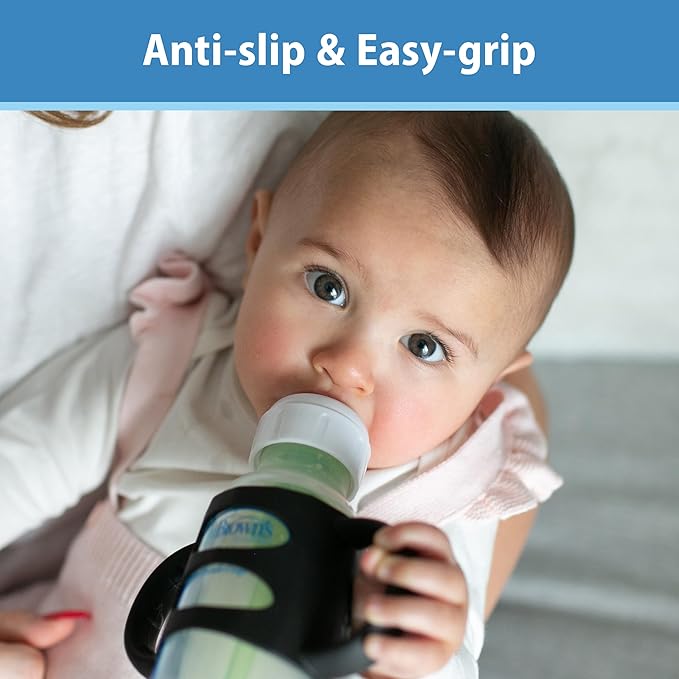 Dr. Brown's Narrow Baby Bottle Handles, 100% Silicone, Easy Grip Removable Handles for Bottle to Sippy Cup Transition, Ecru, 4m+