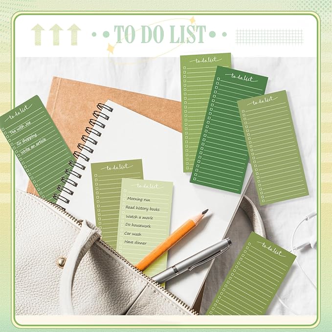 Censen 10 Pack 500 Sheets To Do List Notes Daily Checklist Notepads with 50 Sheets Each Undated Color Memo Pad Block Shopping List Pad Weekly Plan Notepad Organizer Planners(Gradient Green,Lined)