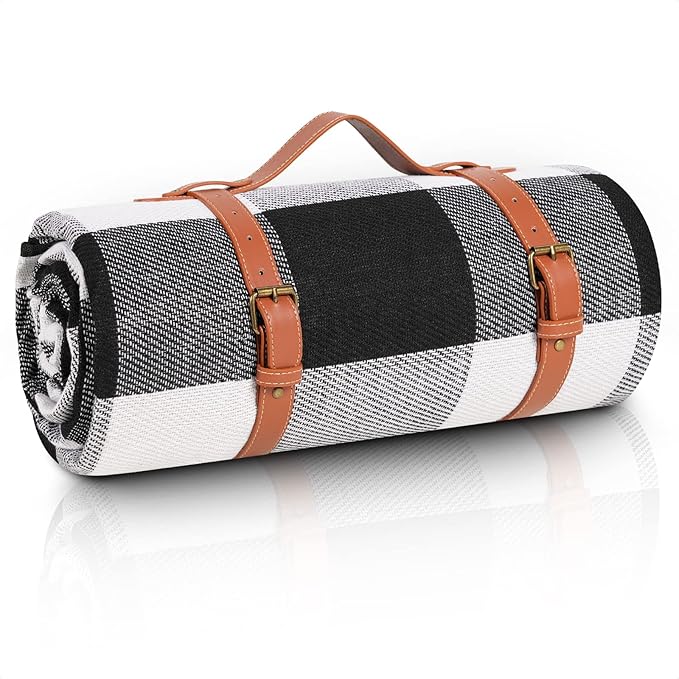 sapsisel 80”x 80” Picnic Blanket Extra Large, Waterproof and Foldable Beach Blanket, 3-Layer Outdoor Blanket for 6 to 8 Adults, for Camping, Park, Beach, Grass, Indoors…
