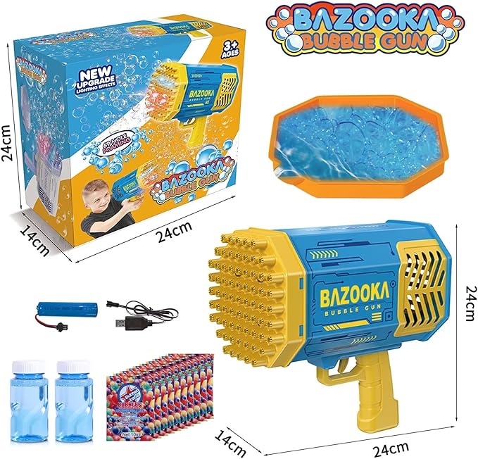 Bubble Machine Gun Kids Toys, Bubble Gun with Colorful Lights and Thousands Bubbles, Outdoor Toy Birthday Party Halloween Favors for Boys Girls Age 3 4 5 6 7 8 9 10 11 12 Years Old