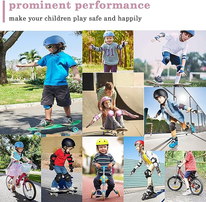 Adjustable Kids Helmet with Knee Pad, Elbow Pads & Wrist Guards - Toddler Bike Helmets for Ages 3-5, 5-8, 8-14 Years - Perfect for Skating, Biking, Cycling, and Skateboard - for Boys and Girls