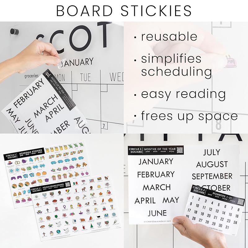 Personalized Clear Acrylic Calendar for Wall, Calendar Whiteboard for Wall, Dry Erase Wall Calendar, Wall Calendar Organizer System for Home (Block, Blush, 38"W x 26"H)
