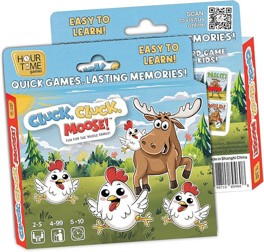 Hour Time Games Cluck Cluck Moose – Hilarious Animal-Themed Card Game for a Fun Family Game Night, Family Games for Kids & Families, Reunion Gift Ideas, Fun Stuff for Reunions & Ideal Gifts for Ages 4