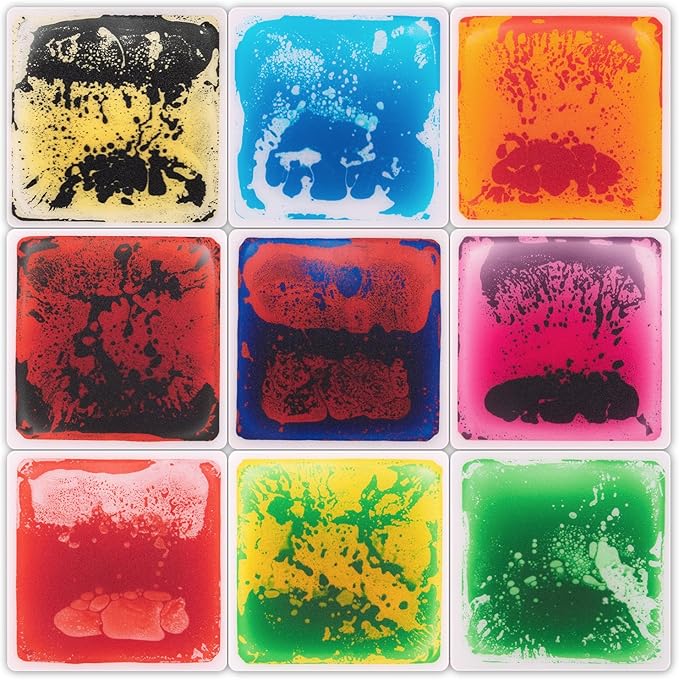 Art3d Liquid Fusion Activity Play Mat for Kids, Pack of 9 Tiles 12" X 12", Multi-Color, Round Corner