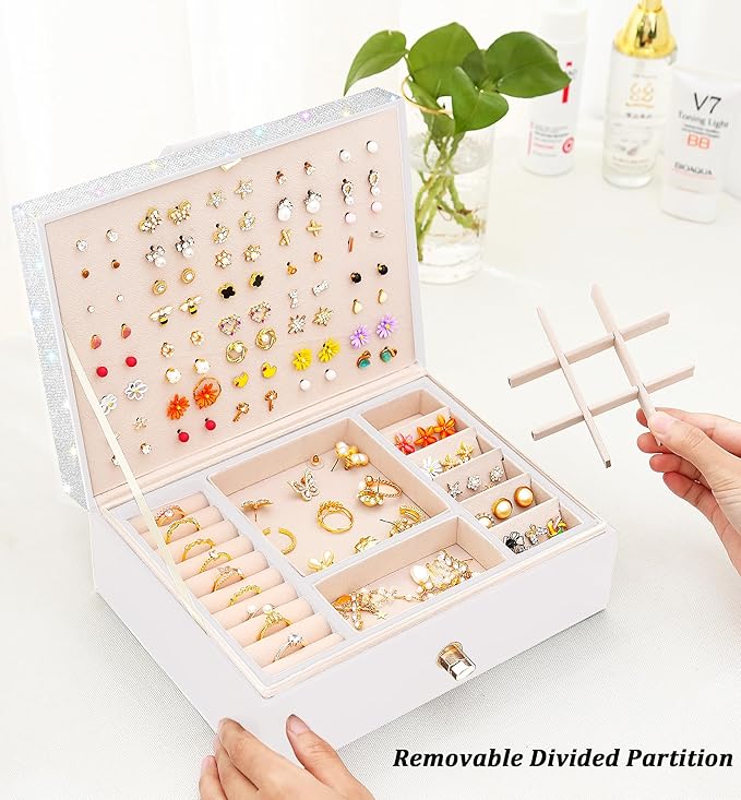Jewelry Box for Earrings for Girls Jewelry Organizer Box Earring Holder Organizer for Girls Earring Box Girls Jewelry Box Stud Earring Organizer for Girls Earring Jewelry Boxes for Women Bling