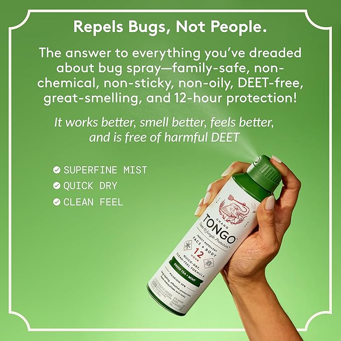 DEET-Free Green Tea + Mint Insect Repellent with Picaridin- The 12 Hour Protection, DEET Alternative