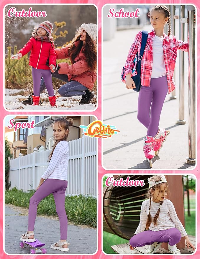 Girls Leggings Cotton Leggings for Toddler Footless Girls Pants Stretchy Baby Girl's Pants Infant Basic Leggings Size 6M -14Y