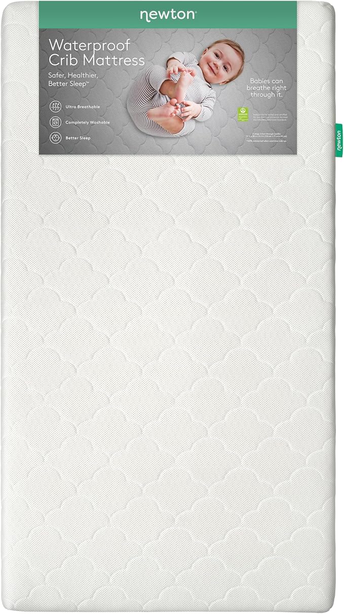 Newton Baby Crib Mattress and Toddler Bed - Waterproof - Ultra-Breathable Proven to Reduce Suffocation Risk, 100% Washable, Better Than Organic, 2-Stage Removable Cover, Deluxe 5.5" Thick - White