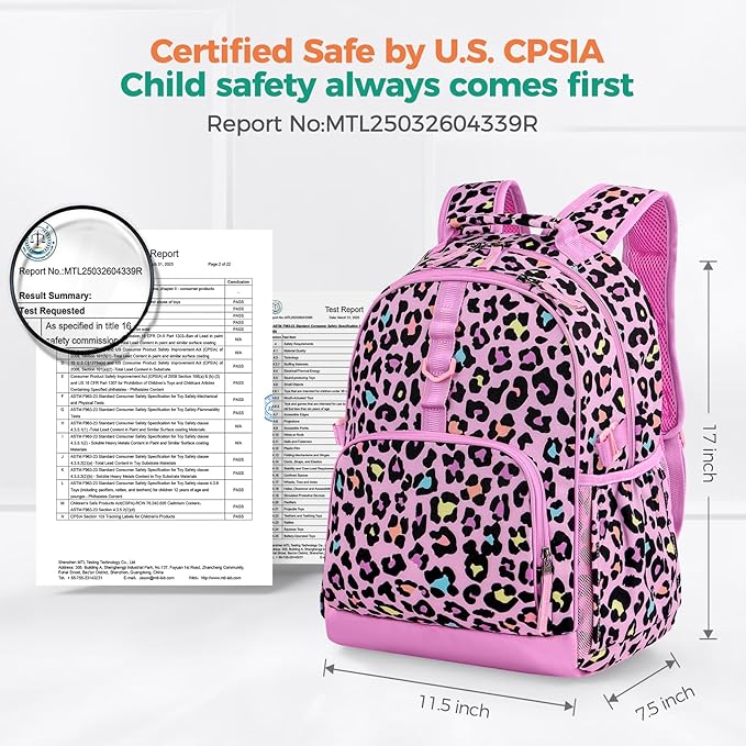Choco Mocha Glitter Backpack for Girls, Elementary School Backpack for Girls Ages 6-8 Kids Kindergarten Backpack Bookbag 17 Inch with Chest Strap,