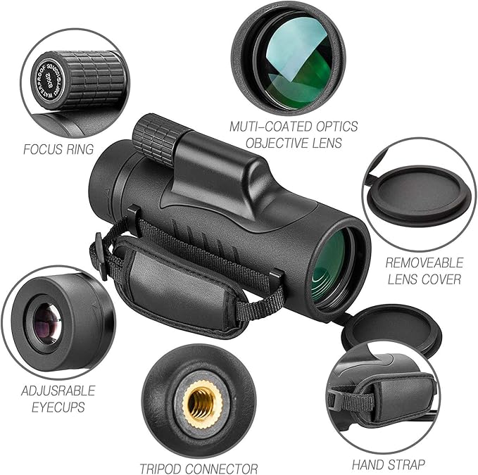 Monocular Telescope High Power 8x42 Monoculars Scope Compact Waterproof Fogproof Shockproof with Hand Strap for Adults Kids Bird Watching Hunting Camping Hiking Travling Wildlife Secenery