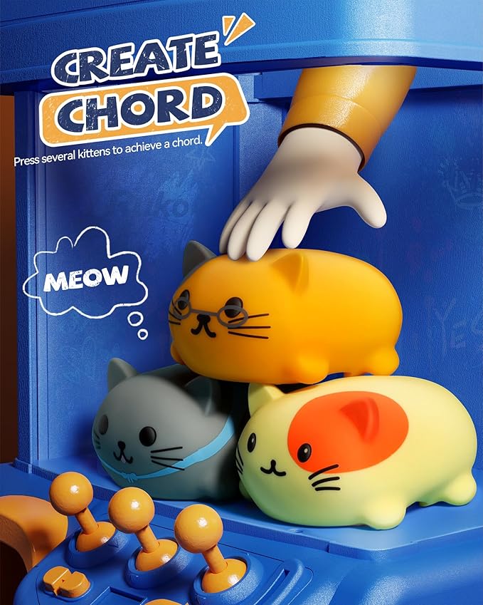 Ruko 1701 Musical Cats Piano Keyboards with Cute Meow Tone, Press Play Music Scale, Fun Music Toys for Kids, for Boys & Girls Age 3 4 5 6 7 8 9, Educational Instrument (8Pcs)