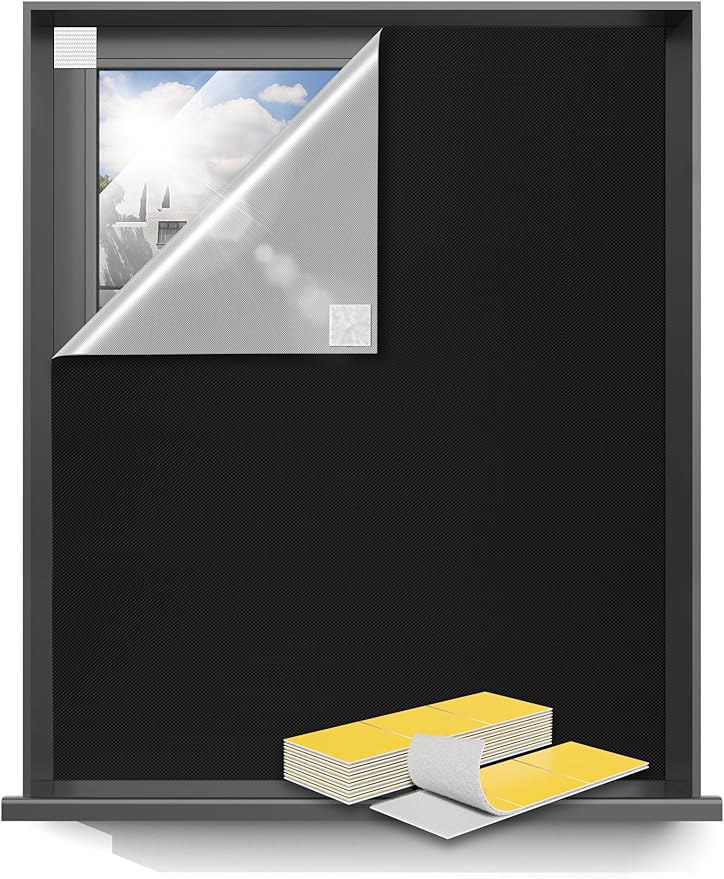 Sumobaby 114"x57" Portable Blackout Curtains, Black out Blinds for Windows with Hook & Loop Tapes,100% Blackout Window Shades, Window Curtains Easy to Cut Fit for Bedroom, TV Room and Baby Room(Black)