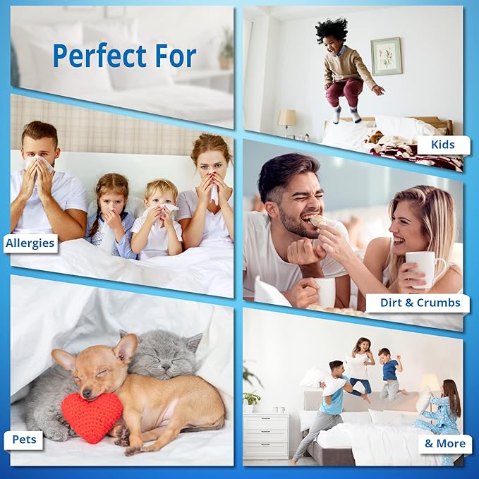 National Allergy Superior 100% Cotton California King Mattress Protector Zippered - 73" x 84" x 12" - Hypoallergenic Bed Encasement - Breathable Dust Proof Cover - Oeko-TEX Standard 100 Certified