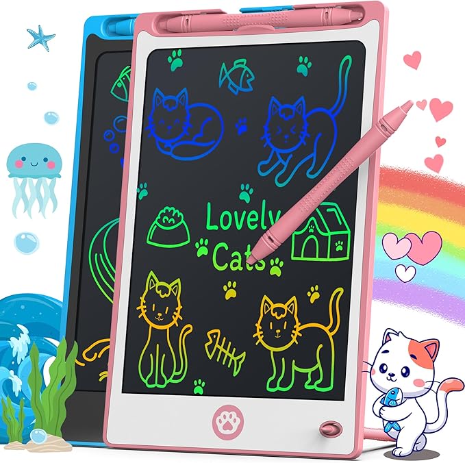 Hockvill LCD Writing Tablet for Kids 8.8 Inch, Toys for Girls Boys Drawing Pad for 3 4 5 6 7 Year Old Kid, Toddler Magnetic Doodle Board Travel Essential Christmas Birthday for Children BluePink