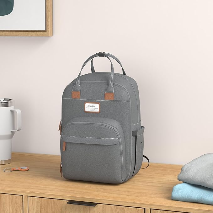 RUVALINO Diaper Bag Backpack, Multifunction Travel Back Pack Maternity Baby Changing Bags, Large Capacity, Waterproof and Stylish, Iron Gray