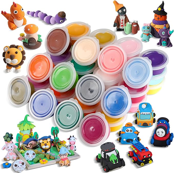 CiaraQ Modeling Clay Kit - 36 Colors Air Dry Clay with Sculpting Tools, Ideal for Crafting, DIY Projects. Easter/Halloween/Christmas Gifts.