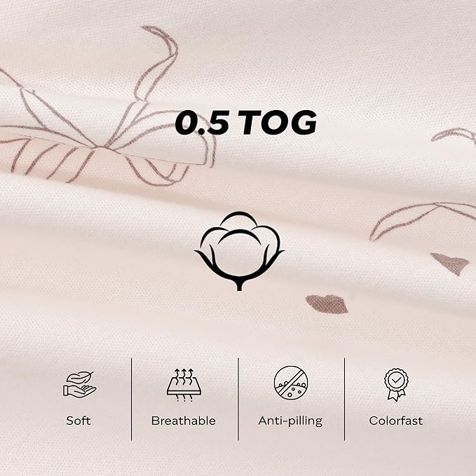 JELLYMONI Baby Sleep Sack 0-6 Months, 100% Cotton 3 Pack 0.5 TOG Baby Wearable Blanket Infant Sleep Sack with 2-Way Zipper Newborn Sleep Sacks