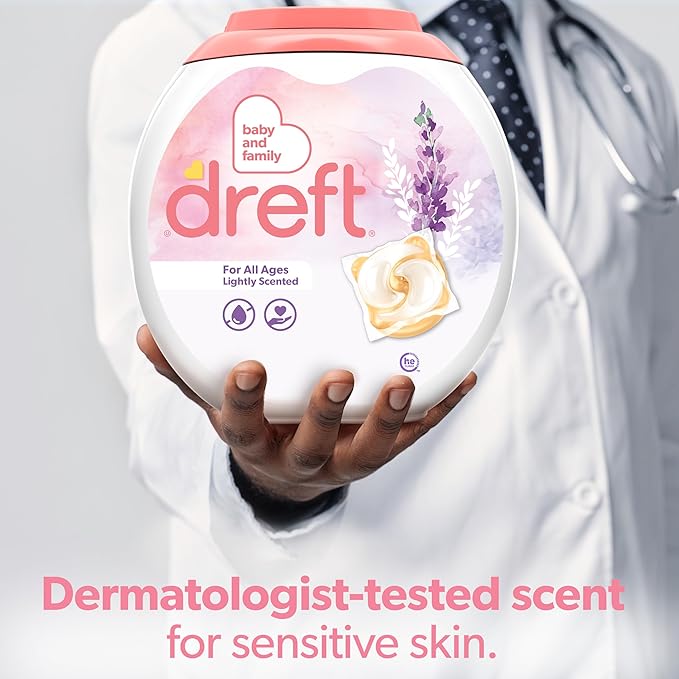 Dreft Laundry Detergent XL Pacs, Light Scent, Lavender, 18 Count