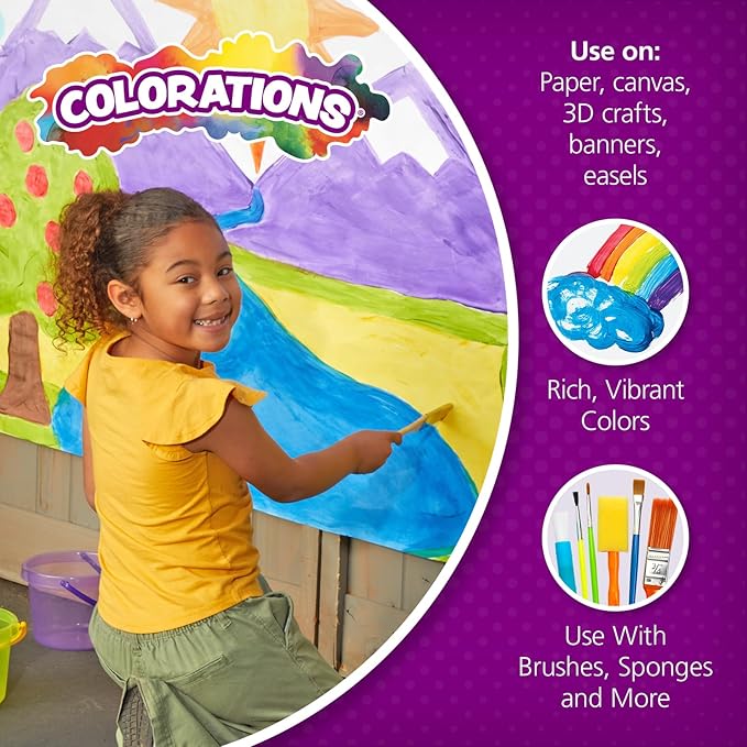 Colorations Paraben-Free Washable Tempera Paint for Kids - 1 Gallon Value Size. Vibrant Orange, Non-Toxic and Made in The USA