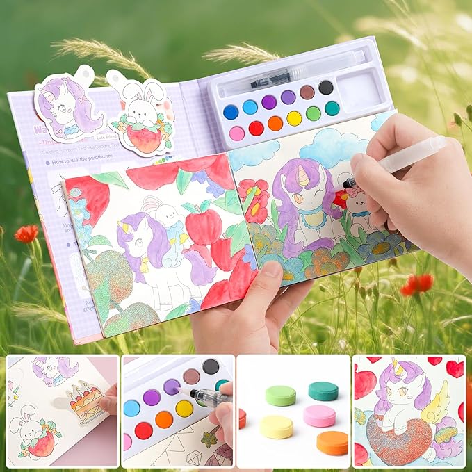 gesboole Paint with Water Coloring Books for Kids Ages 3-5, 4-8 – Cute Coloring Book for Teens,Arts and Crafts for Kids Ages 3 4 5 6 7 8+, Birthday Gift Toys for Girls Boys,Travel Toys -Unicorn